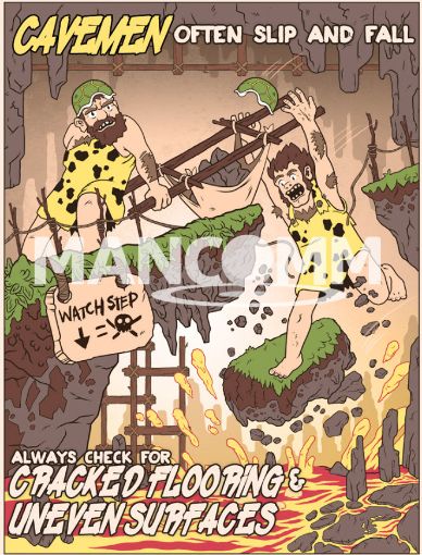 Picture of CAVEMEN - Uneven Surfaces Safety Poster